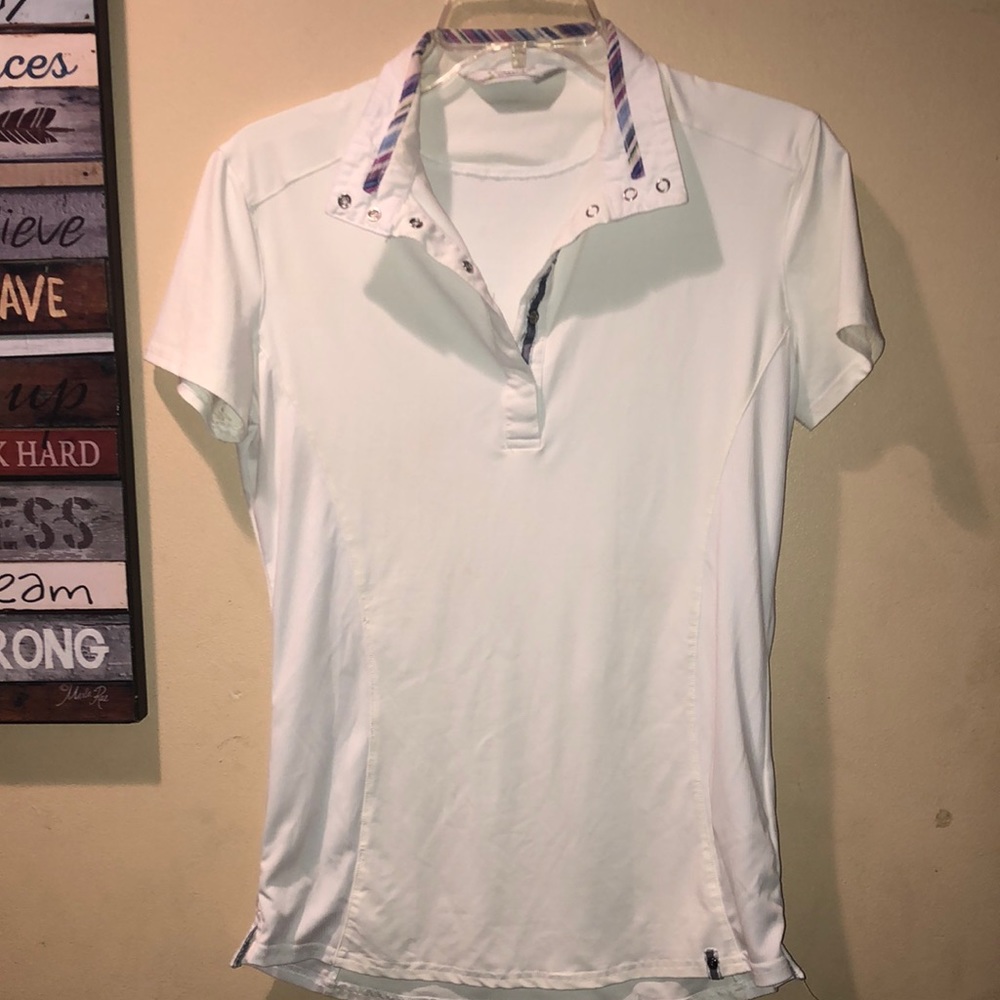 Symphony By Tredstep white short sleeve riding blouse top